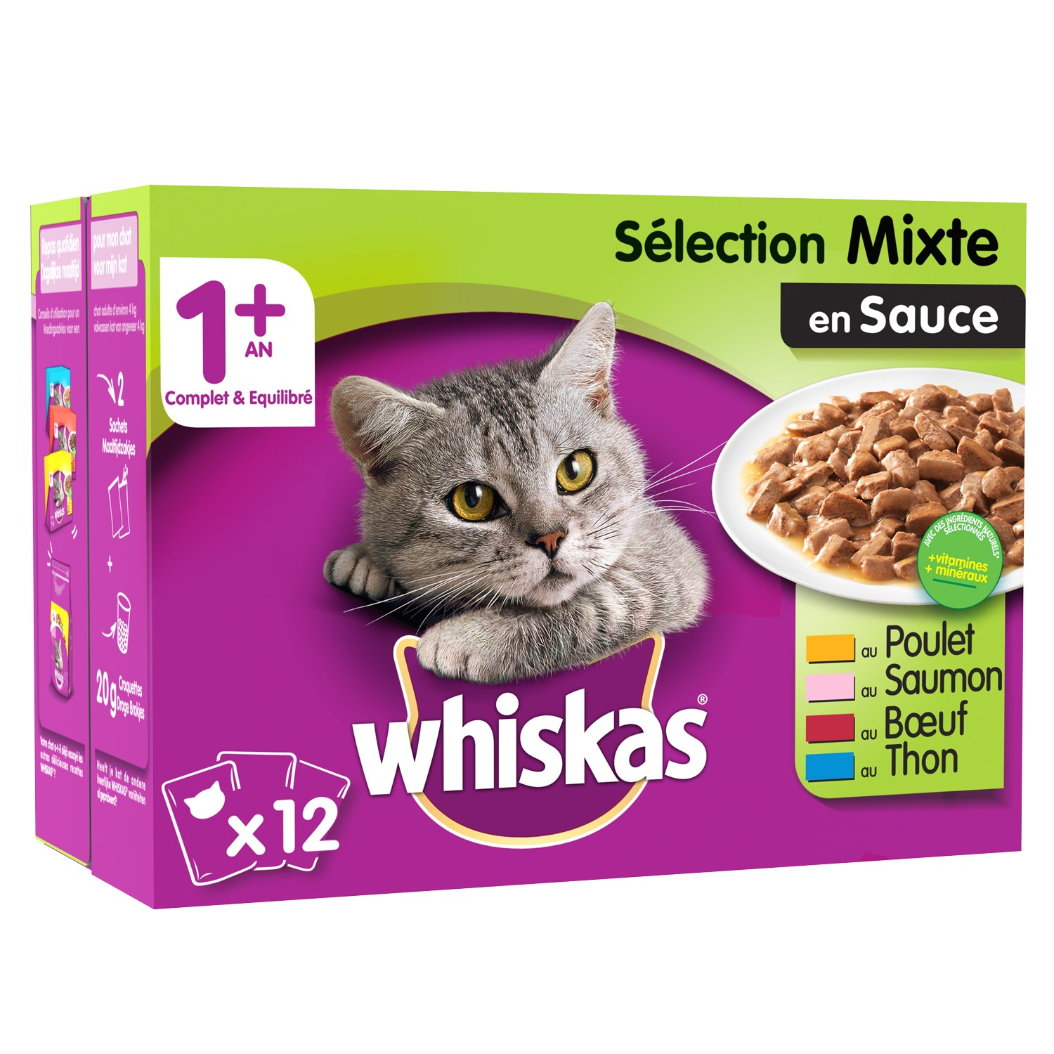 WHISKAS Nassfutter Mix für ausgewachsene Katzen - 4 Sorten
