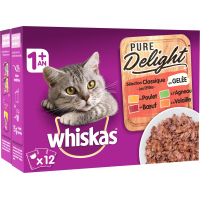 WHISKAS Pure Delight Comida húmeda en gelatina para gatos - 4 variedades