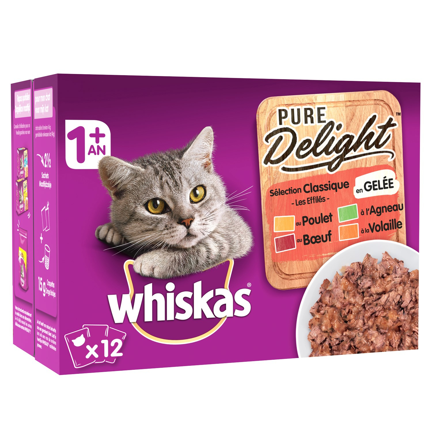 WHISKAS Pure Delight Patè in gelatina per gatti adulti - 4 sapori