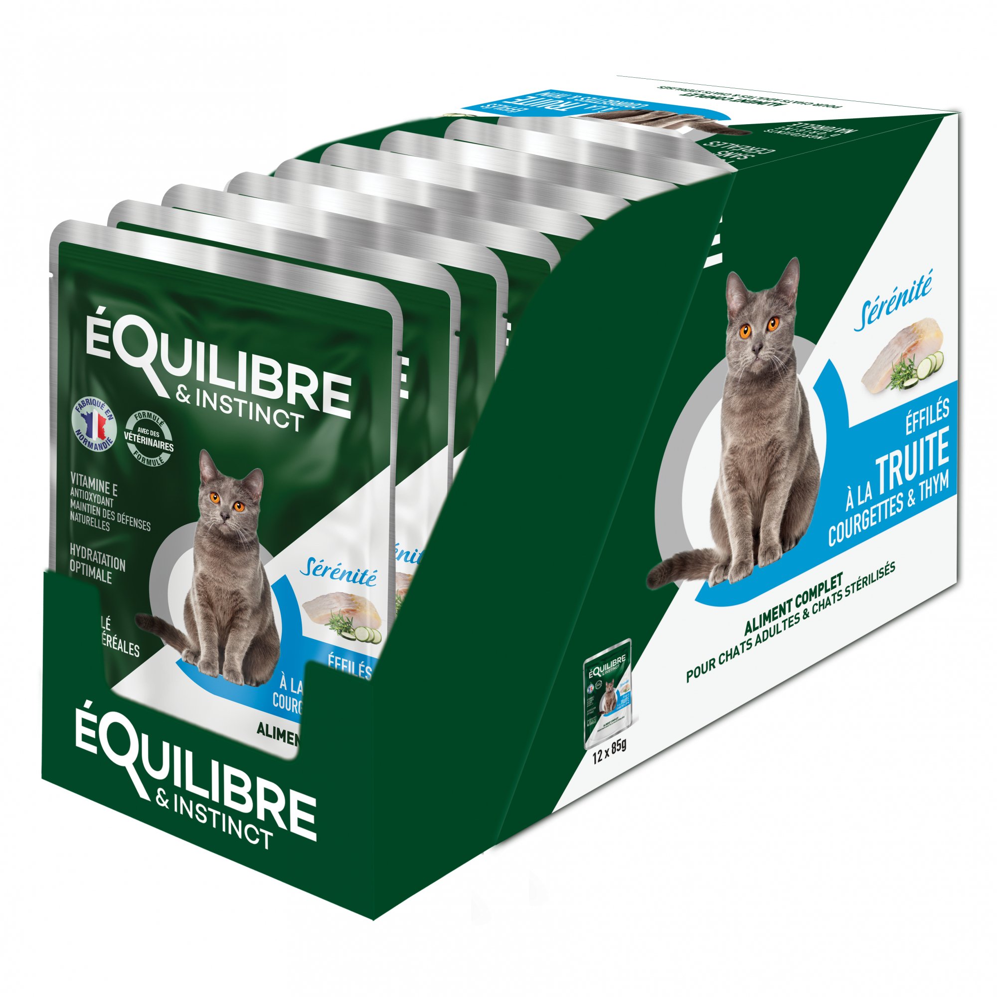 Equilibre & Instinct Effilés Sérénité pour chat adulte à la truite, courgettes et thym