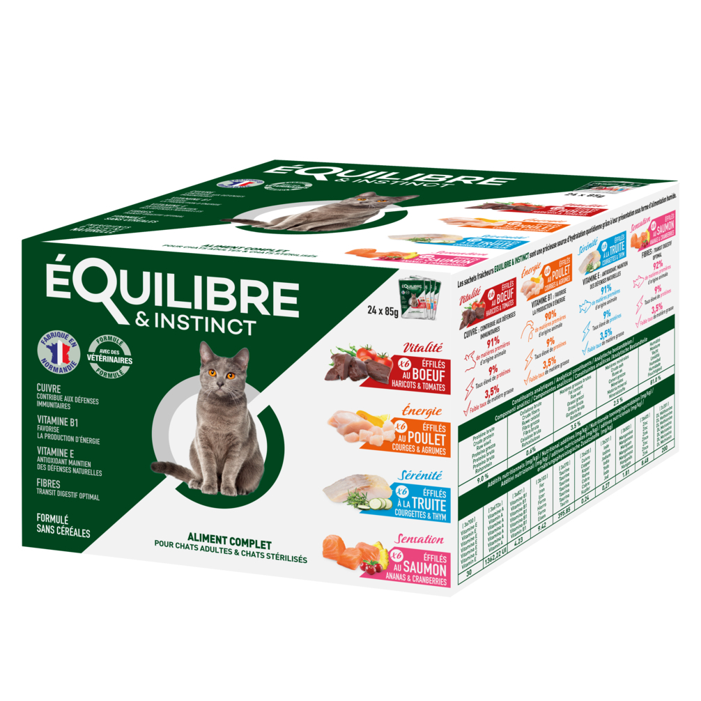 Equilibre & Instinct - Multipack 4 variedades de ração húmida para gatos esterilizados