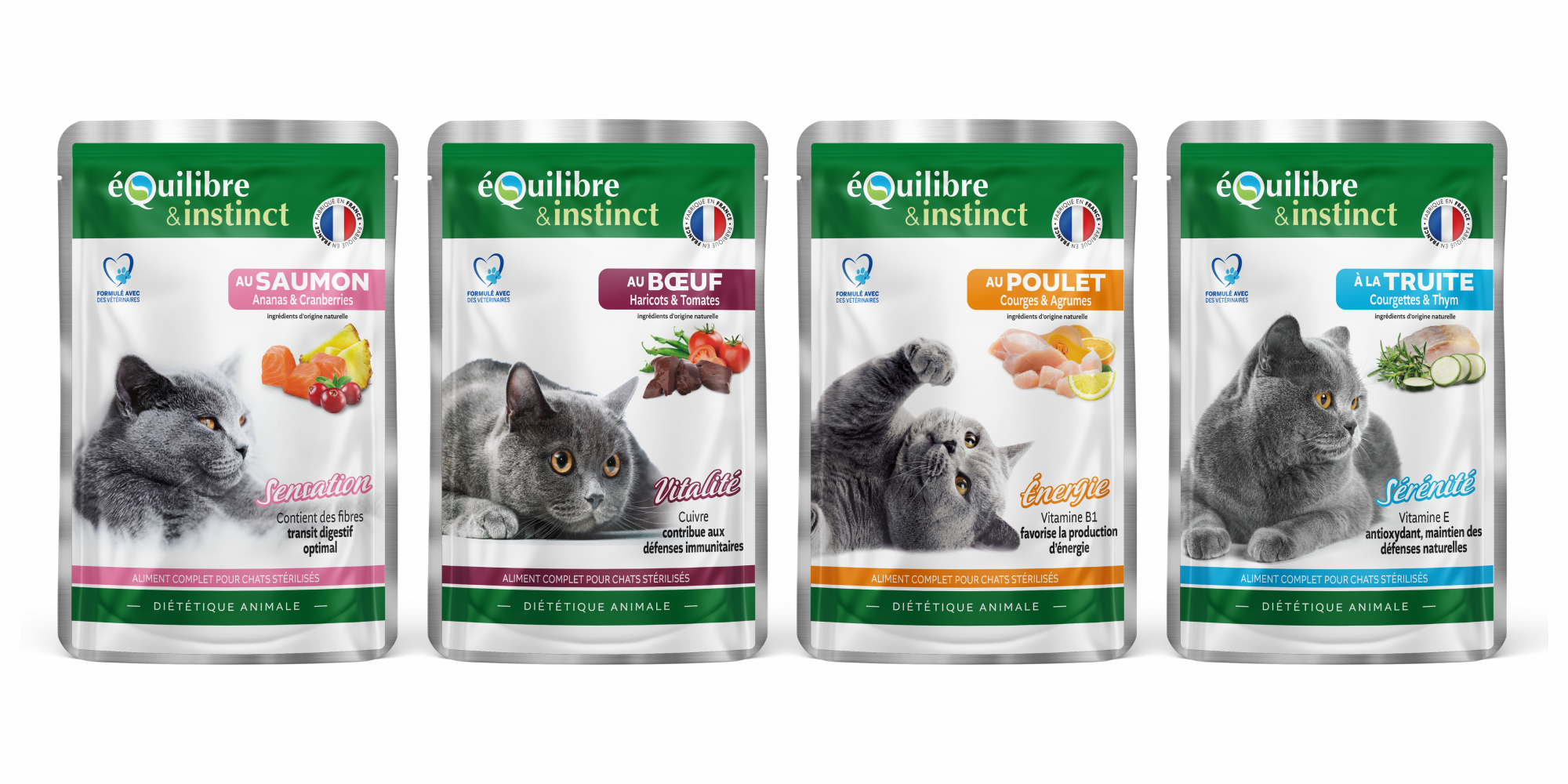 Equilibre & Instinct - Multipack 4 variedades de ração húmida para gatos esterilizados