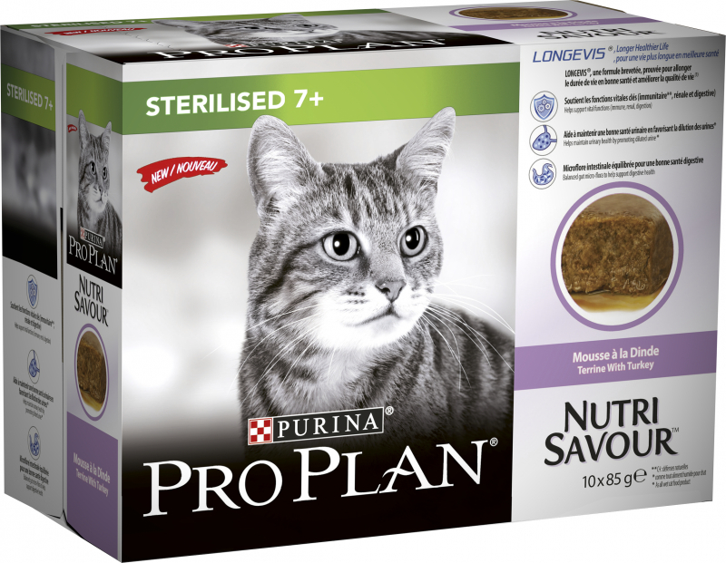 PRO PLAN Nutri savour Sterilised 7+ en mousse à la dinde pour chat senior stérilisé