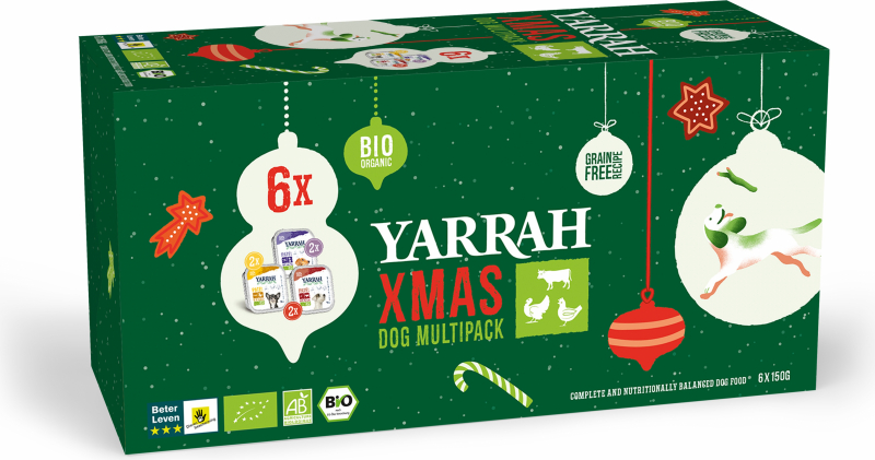 YARRAH Comida húmeda BIO para perros Pack de 3 recetas de Navidad - 6x150g