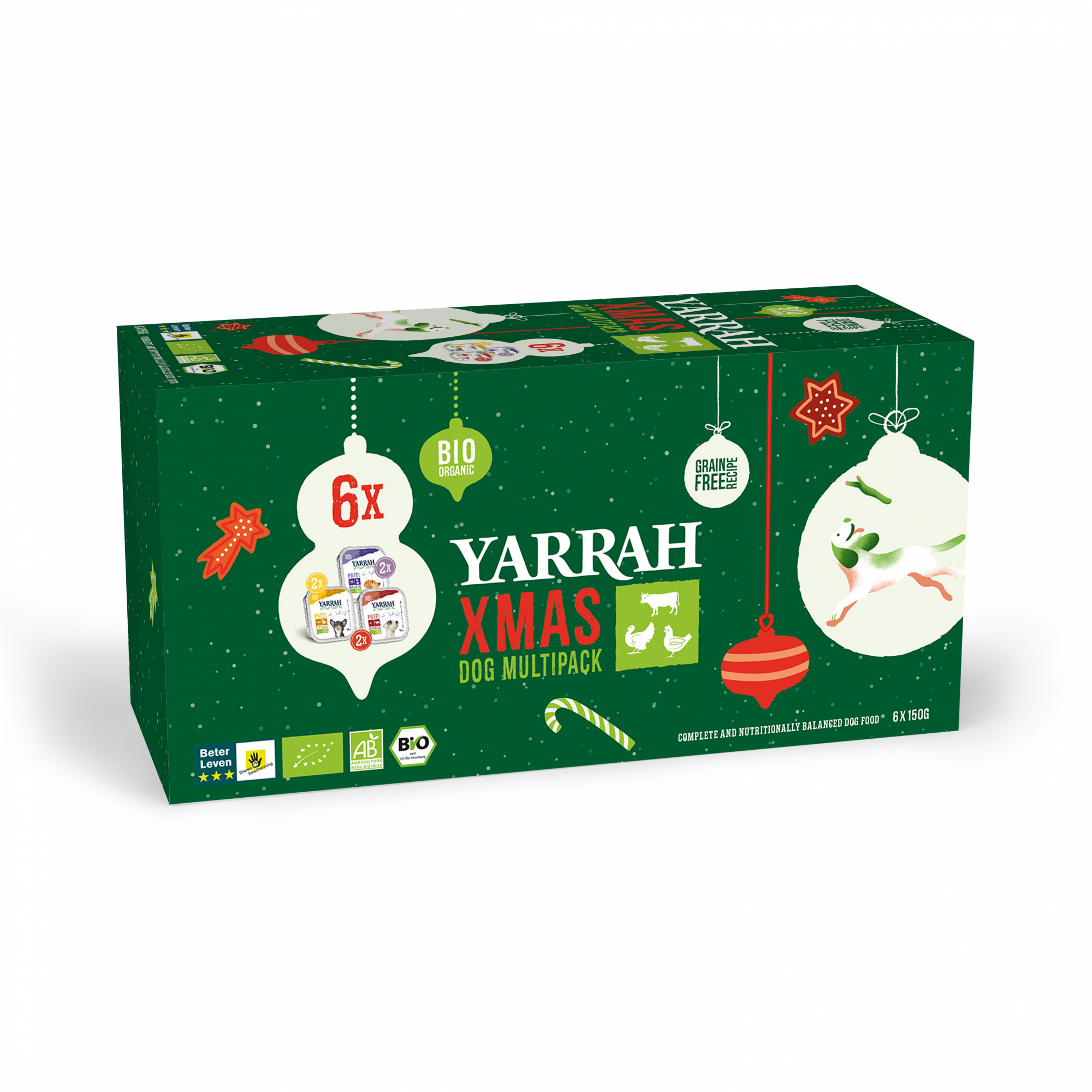 YARRAH Multipack Natal Cão 3 receitas sem cereais - 6x150g