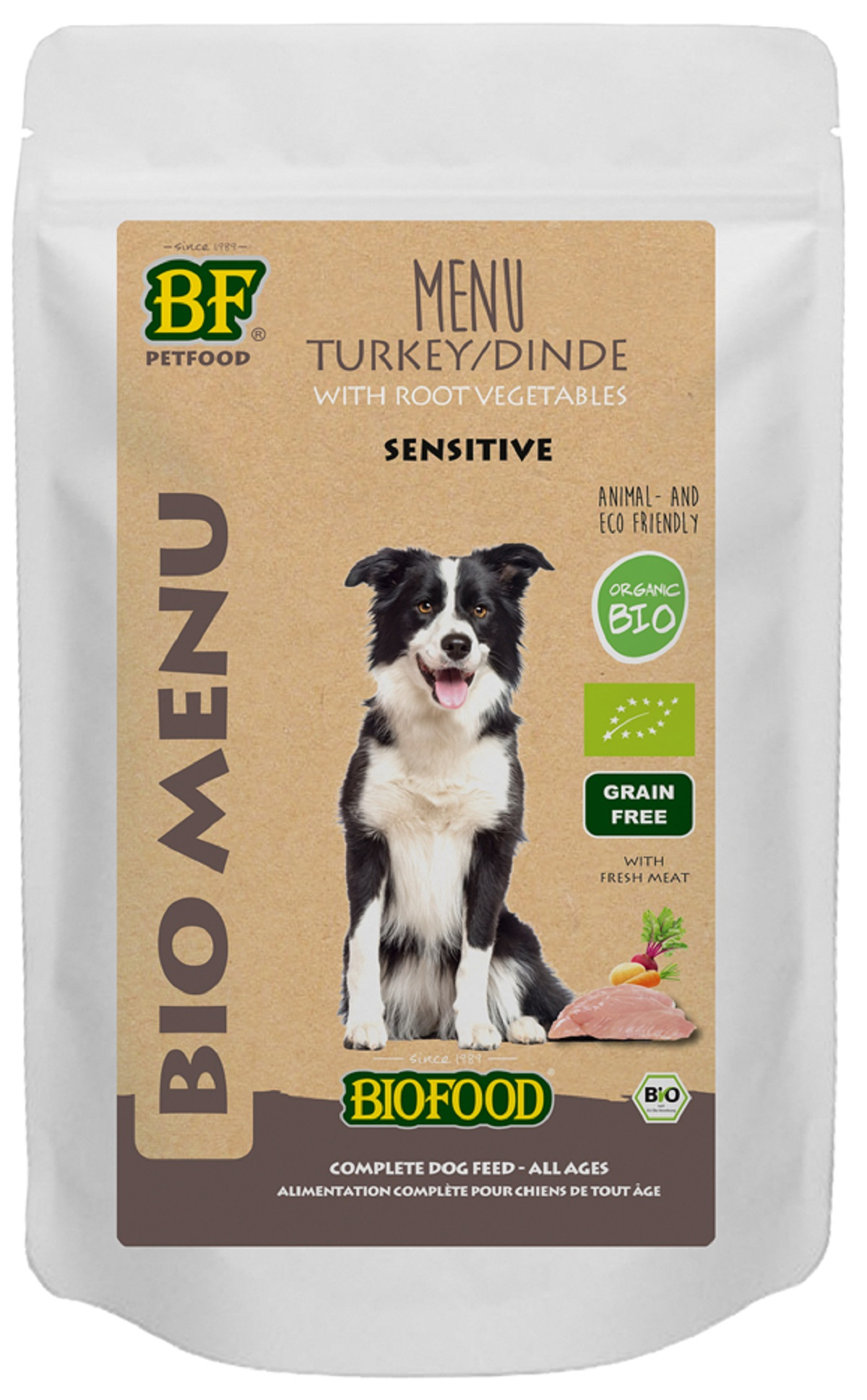 BIOFOOD Menu BIO - Alimento húmido de peru para cão