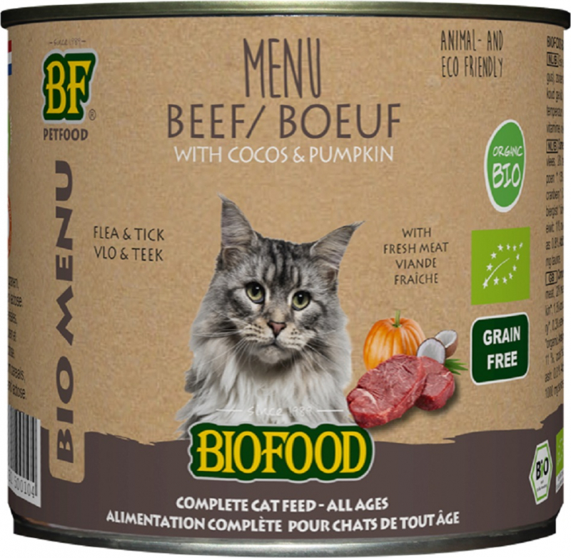 BIOFOOD Menu BIO Nassfutter mit Rindfleisch für Katzen