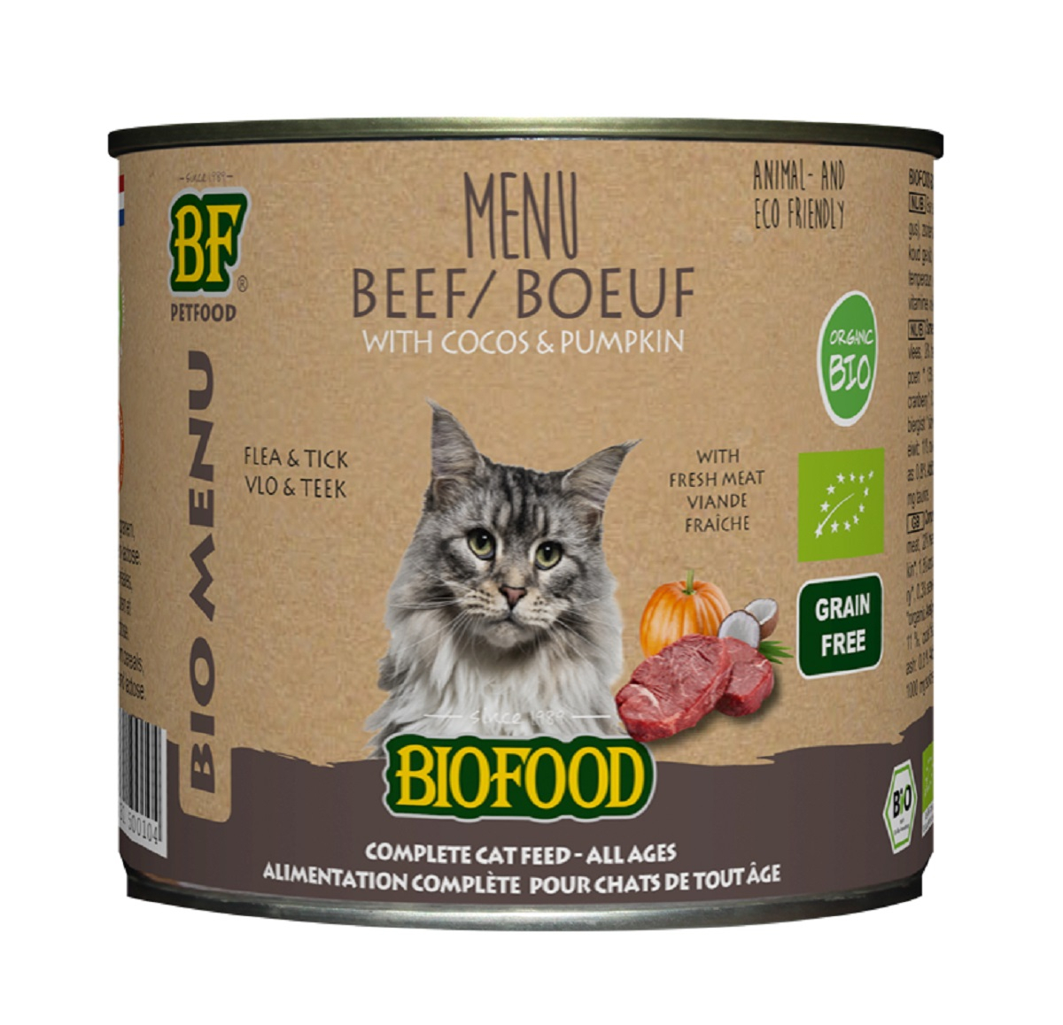 BF PETFOOD - BIOFOOD Menu BIO pâtée au bœuf pour chat