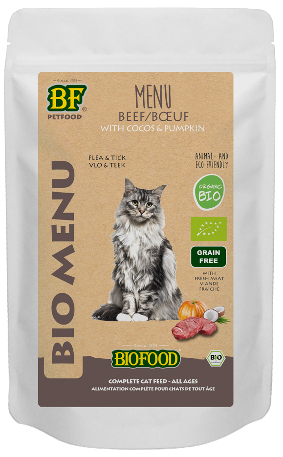 BIOFOOD Menu BIO Nassfutter mit Rindfleisch für Katzen
