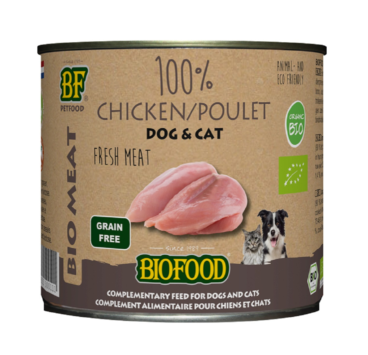BIOFOOD Nassfutter 100% BIO Hühnchenfleisch für Hunde und Katzen