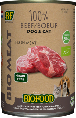 BF PETFOOD - BIOFOOD pâtée 100% viande de bœuf BIO pour chien et chat