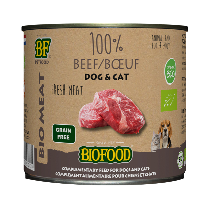 BF PETFOOD - BIOFOOD pâtée 100% viande de bœuf BIO pour chien et chat
