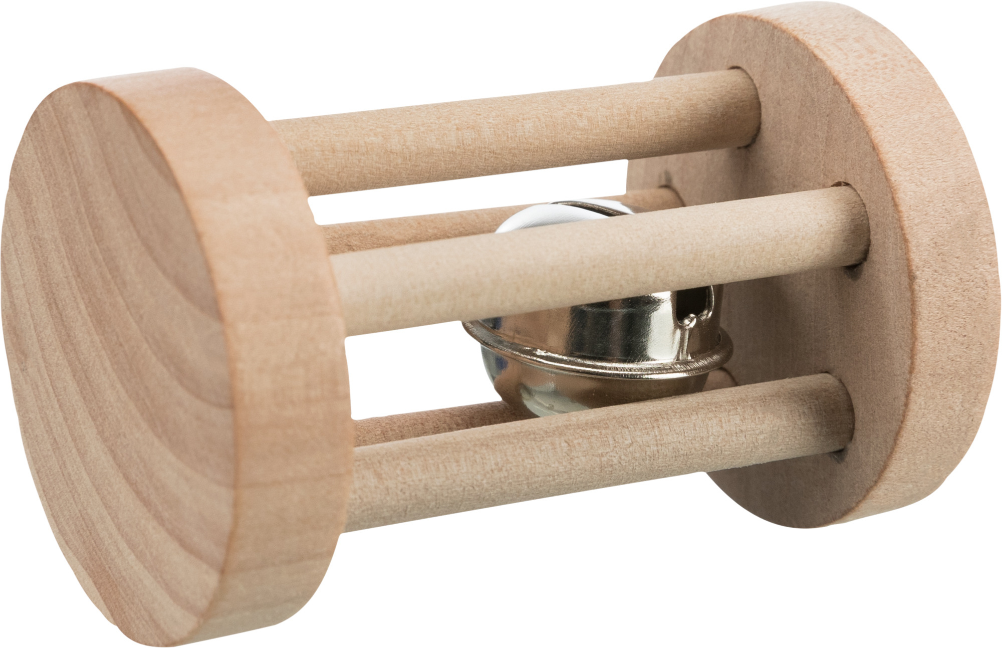 Rouleau de jeu avec clochette en bois pour chat