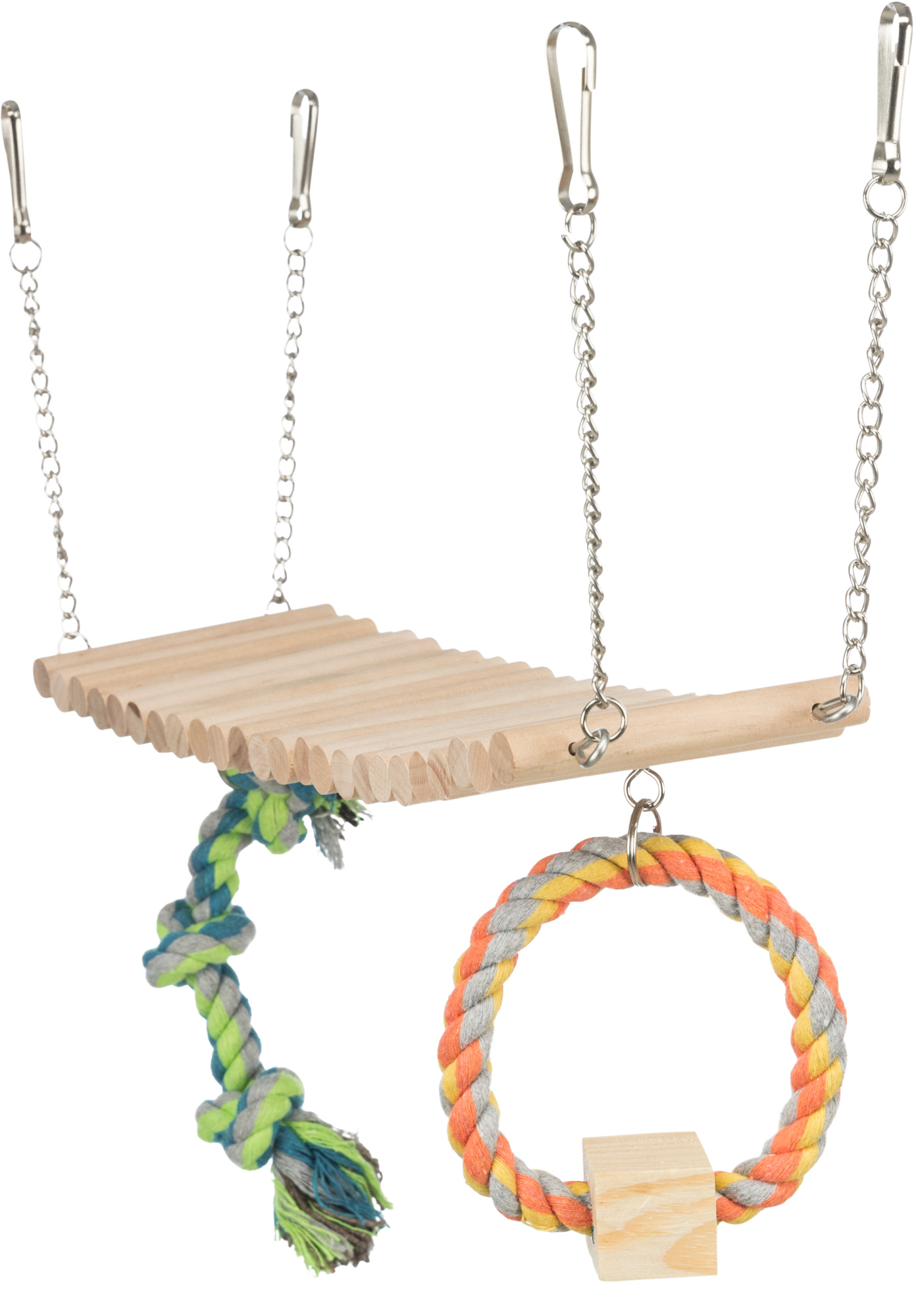 Hängebrücke aus Holz mit Seil und Nagetierspielzeug