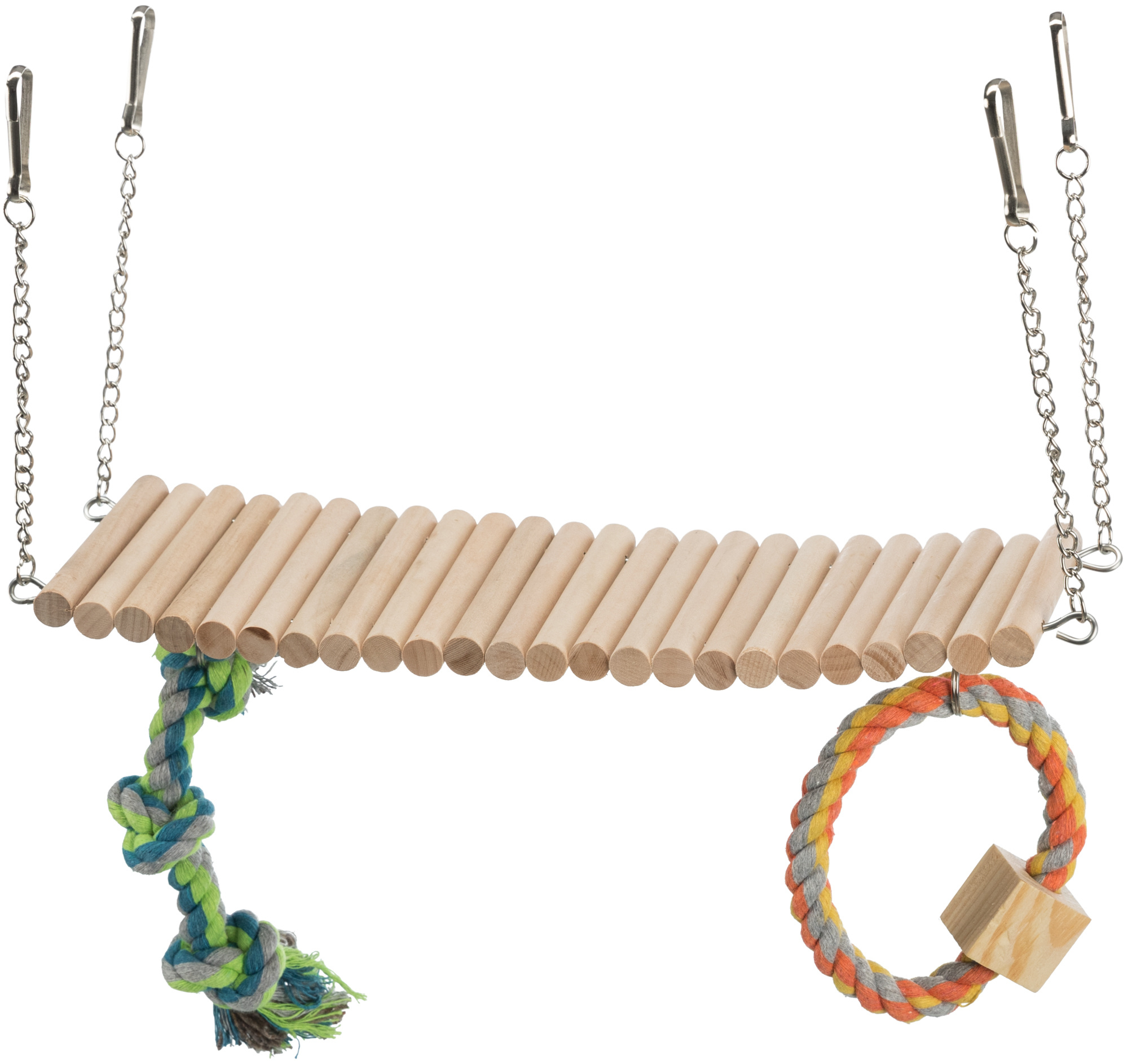 Hängebrücke aus Holz mit Seil und Nagetierspielzeug