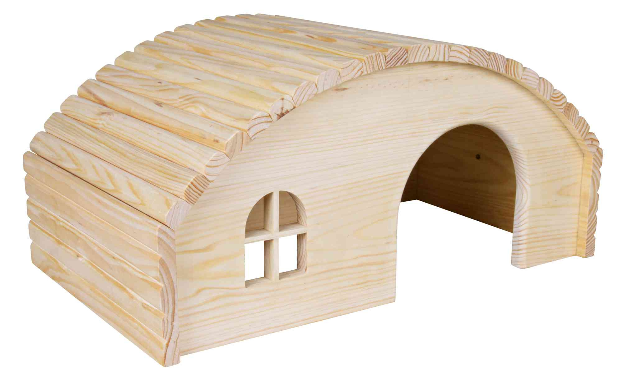 Holzhaus mit rundem Dach