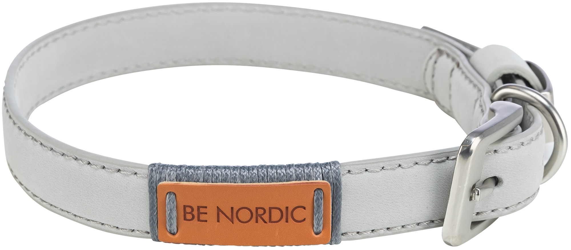 Trixie Be Nordic halsband, lichtgrijs, leer