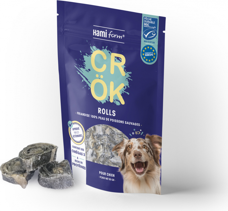 Friandises Crök 100% peau de poissons sauvages pour chien