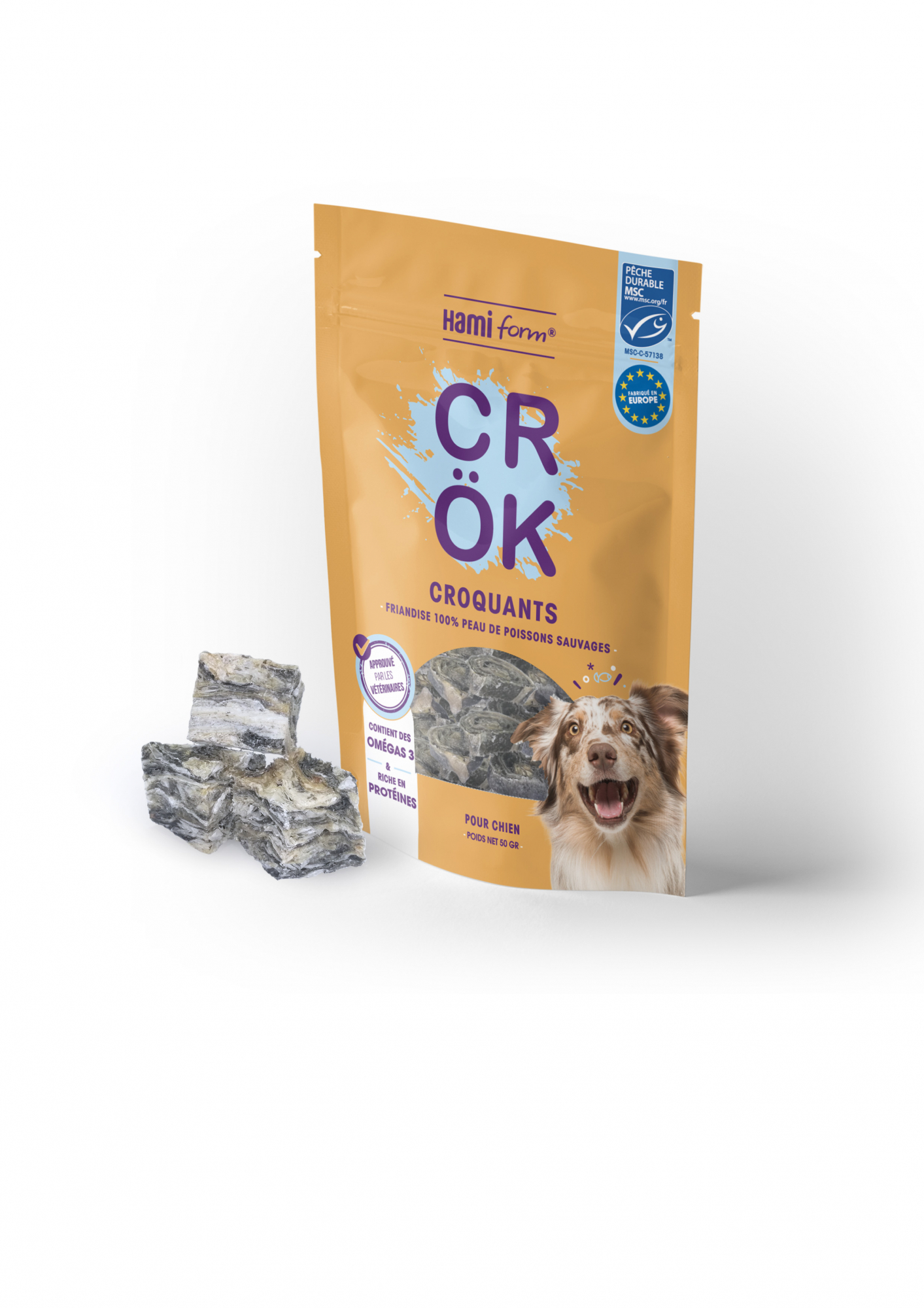 Snacks Crök 100% pele de peixes selvagens para cão