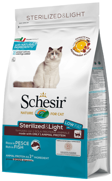 SCHESIR Sterilized Light per gatti adulti sterilizzati al pesce