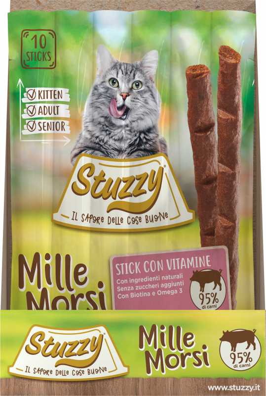 STUZZY MILLE MORSI Sticks pour chats au jambon - 10g x 5