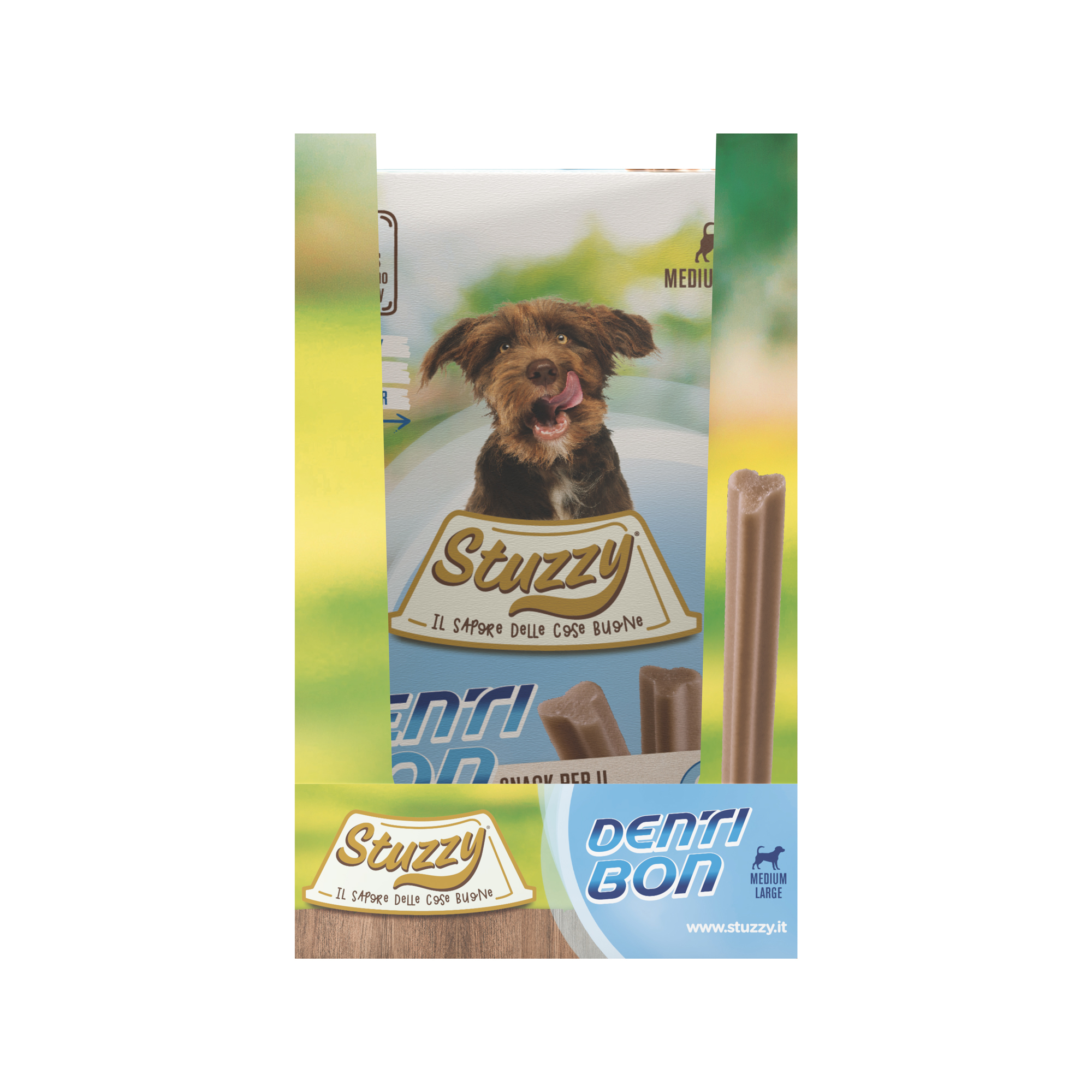 STUZZY DENTIBON Snacks dentales para perros medianos - 180g x 4