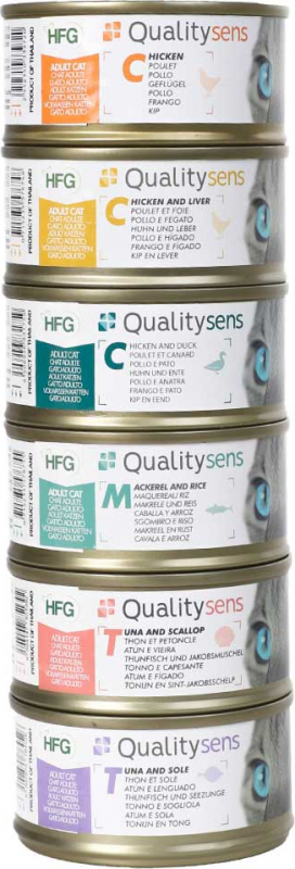 QUALITY SENS HFG Multipack Comida húmeda para gatos y gatitos 100% Natural, 6 recetas