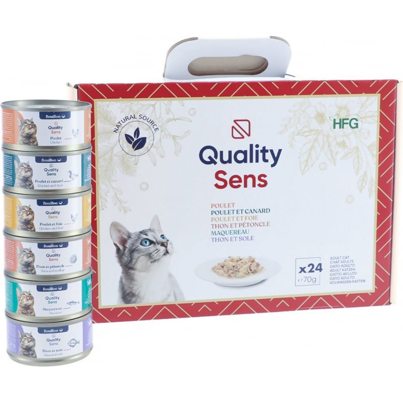 QUALITY SENS HFG Multipack Festif- Mix de 6 recettes - Pâtées en bouillon 100% Naturelles pour Chat & Chaton