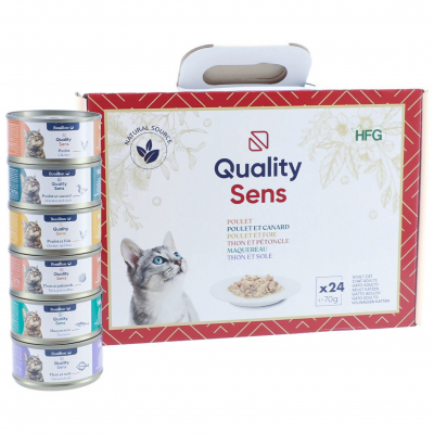 QUALITY SENS HFG Multipack Festivni - Mešanica 6 receptur - V omaki 100% naravne paštete za mačke in mladičke