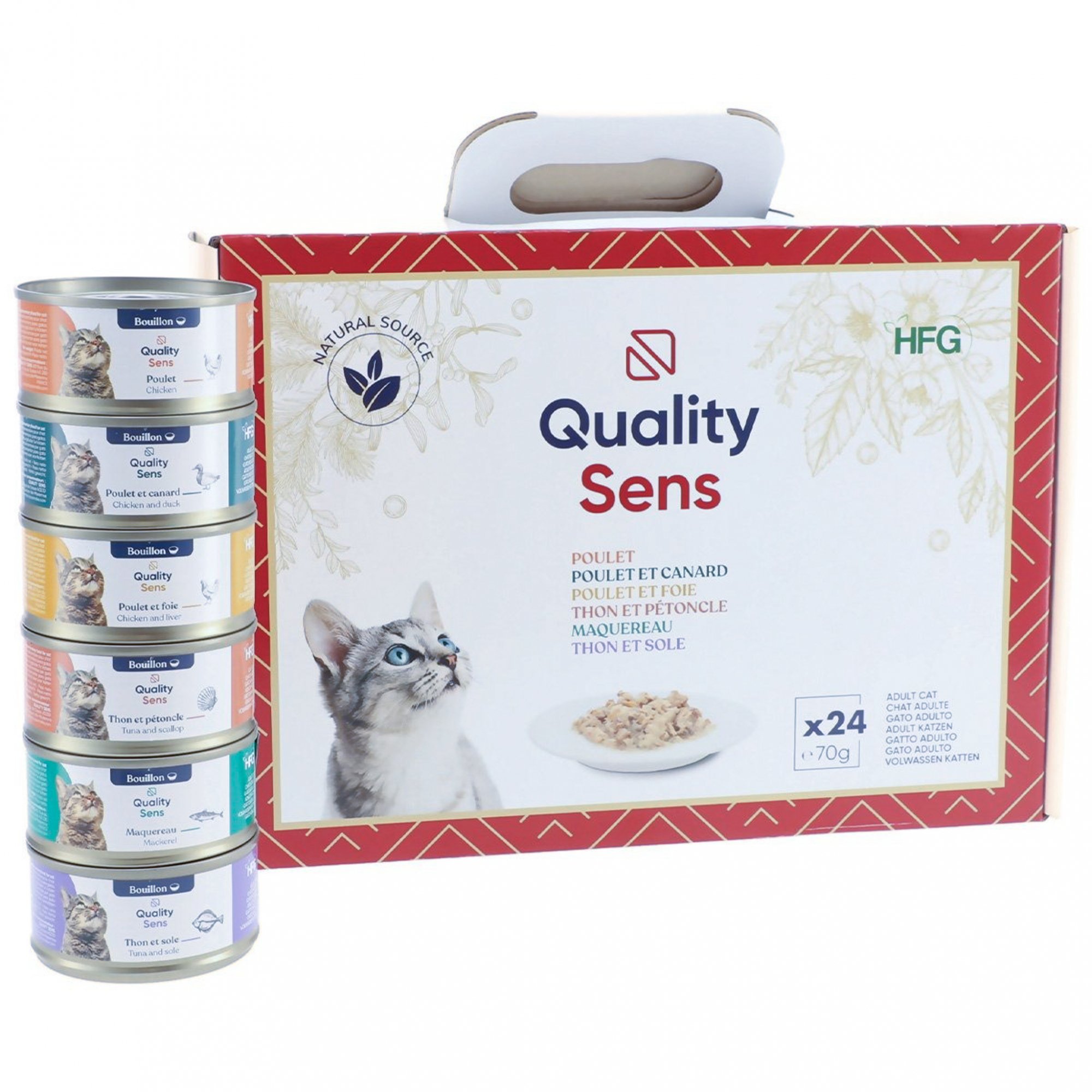 QUALITY SENS HFG Multipack Festif- Mix de 6 recettes - Pâtées en bouillon 100% Naturelles pour Chat & Chaton