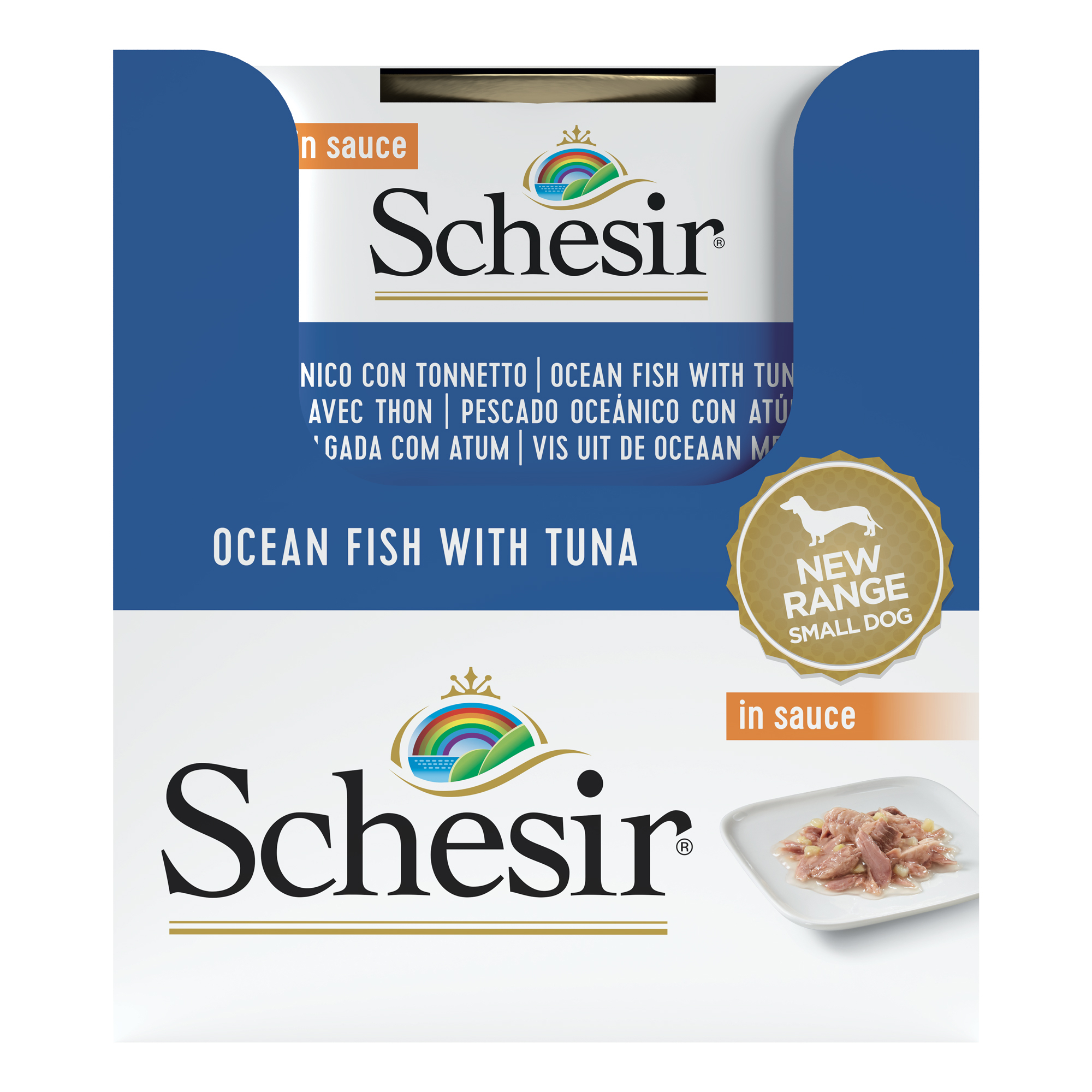 SCHESIR Alimento húmido de peixe e atum para cão adulto de porte pequeno