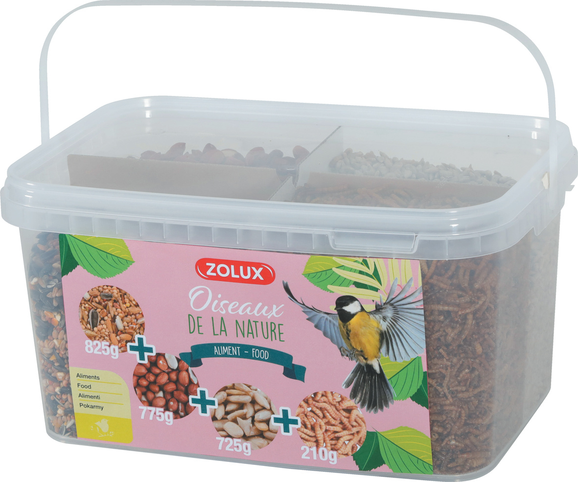 Mix premium semillas y gusanos de harina para pájaros silvestres