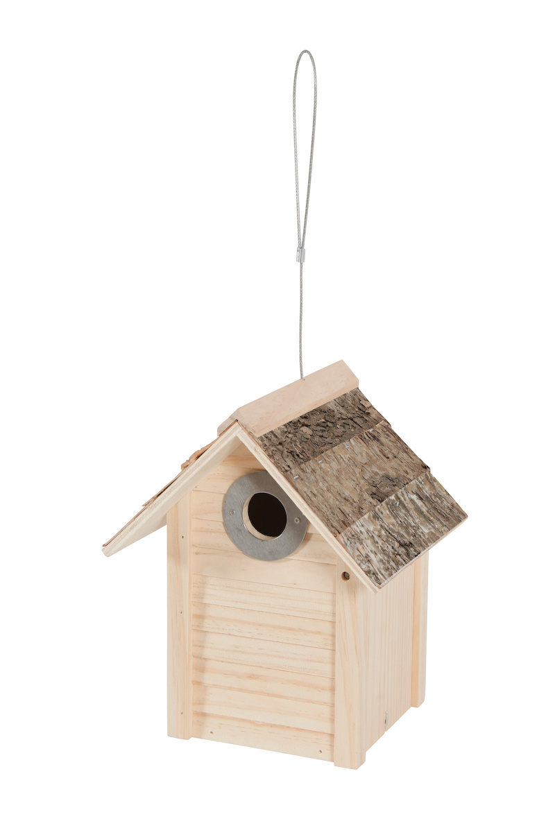 Vogelhaus aus FSC Holz Bastor mit Birkendach