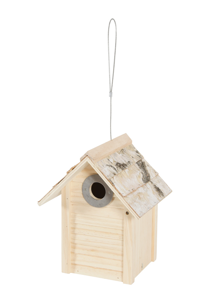 Vogelhaus aus FSC Holz Bastor mit Birkendach