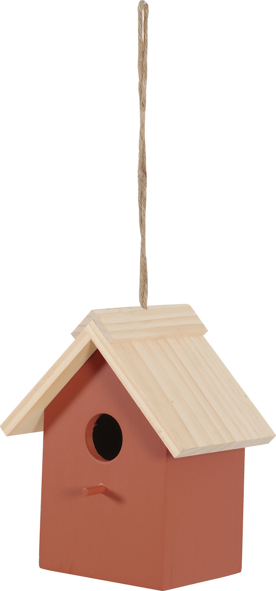 Ninho madeira FSC rectangular para pássaros da natureza - Terracotta