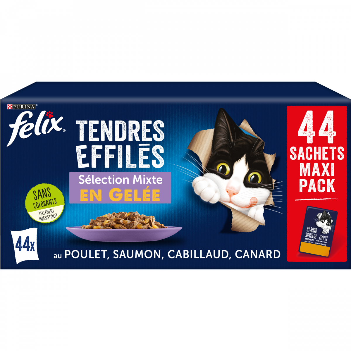FELIX Tendres Effilés en Gelée Viandes et Poissons pour chat adulte