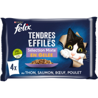 Felix - Sachets Tendres Effilés en Gelée Poissons pour Chat Adulte - 12x100g