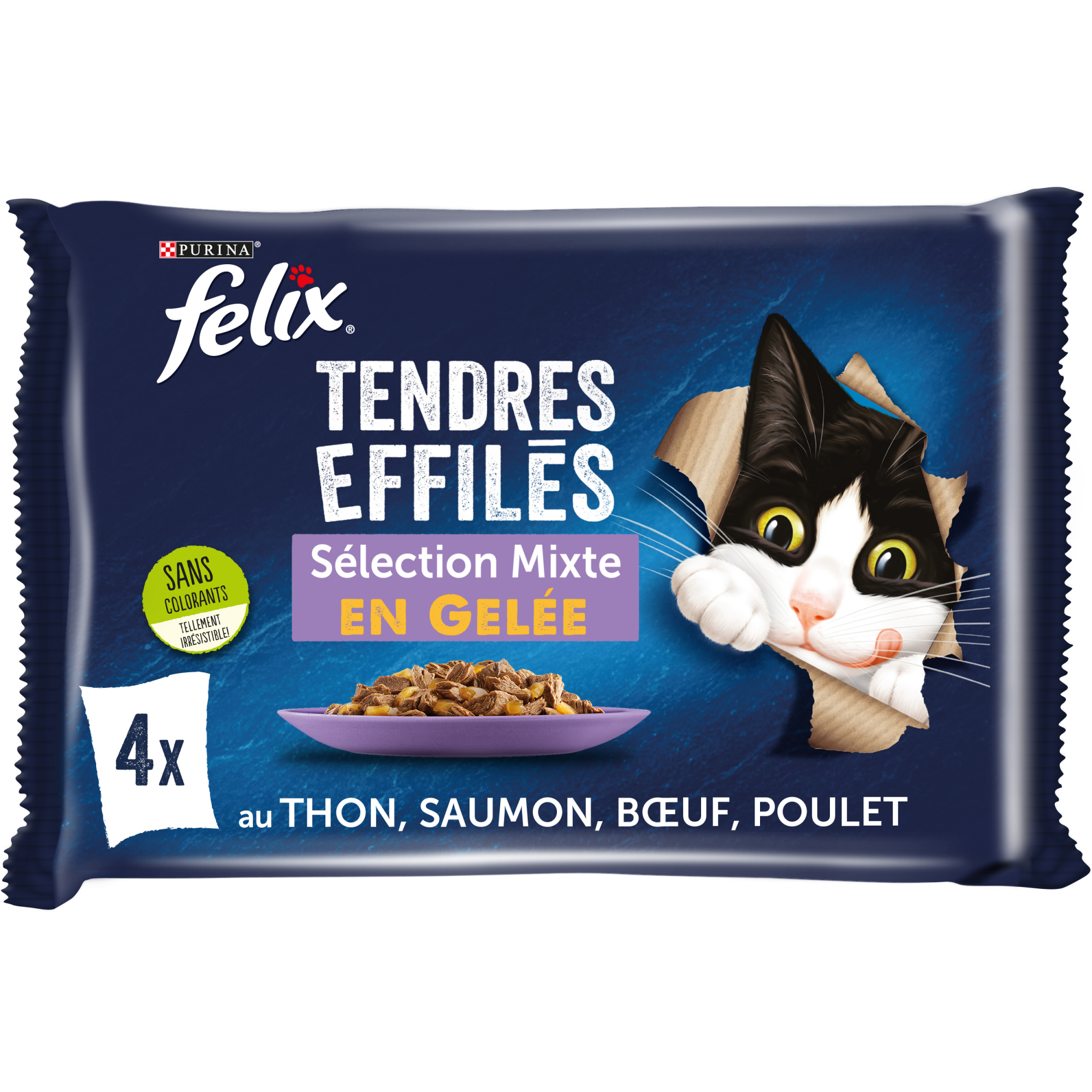FELIX Filetes tiernos en gelatina Selección de carne y pescado para gatos