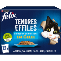 FELIX Tendres Effilés en Gelée Poissons pour chat adulte