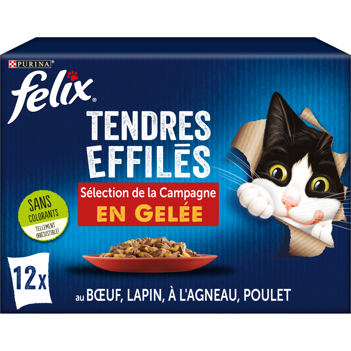 Tendres effilés en gelée sélection mixte pour chat, Félix (44 x 85 g).