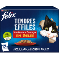 FELIX Tendres Effilés en Gelée Viandes pour chat adulte
