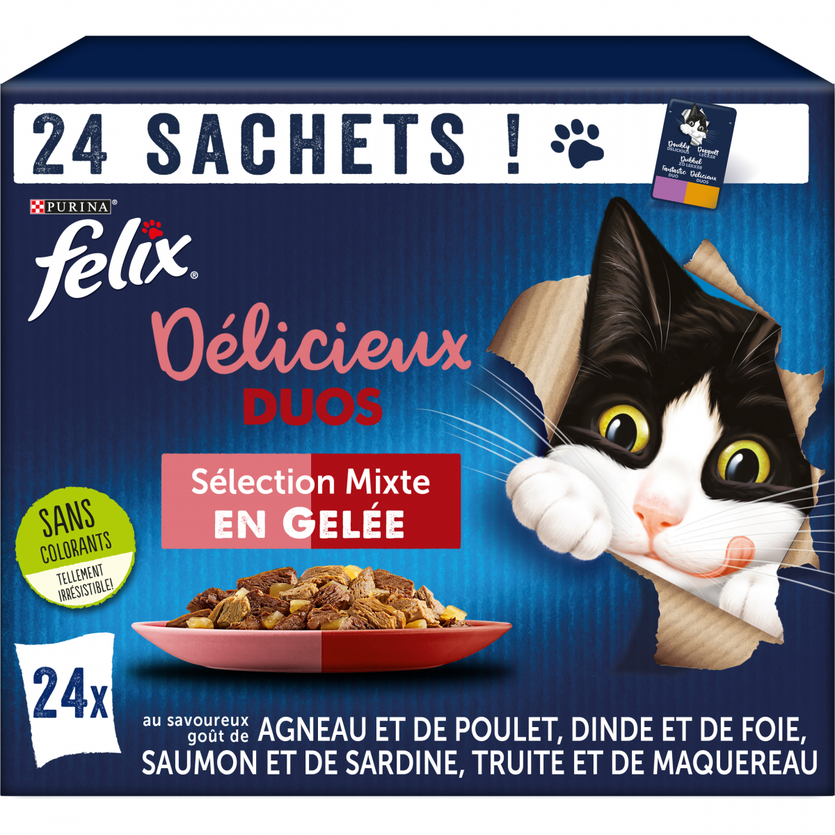 48 Sachets Fraîcheur pour Chat Sans Céréales - Tendres Emincés en Sauce  Poulet / Dinde