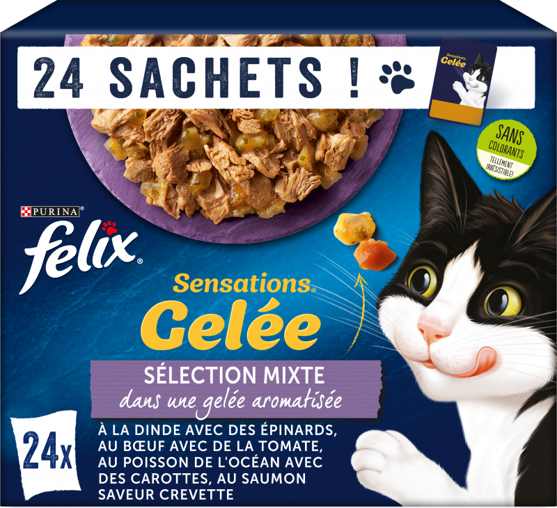 FELIX Sensations in Gelee Fleisch und Fisch für ausgewachsene Katzen