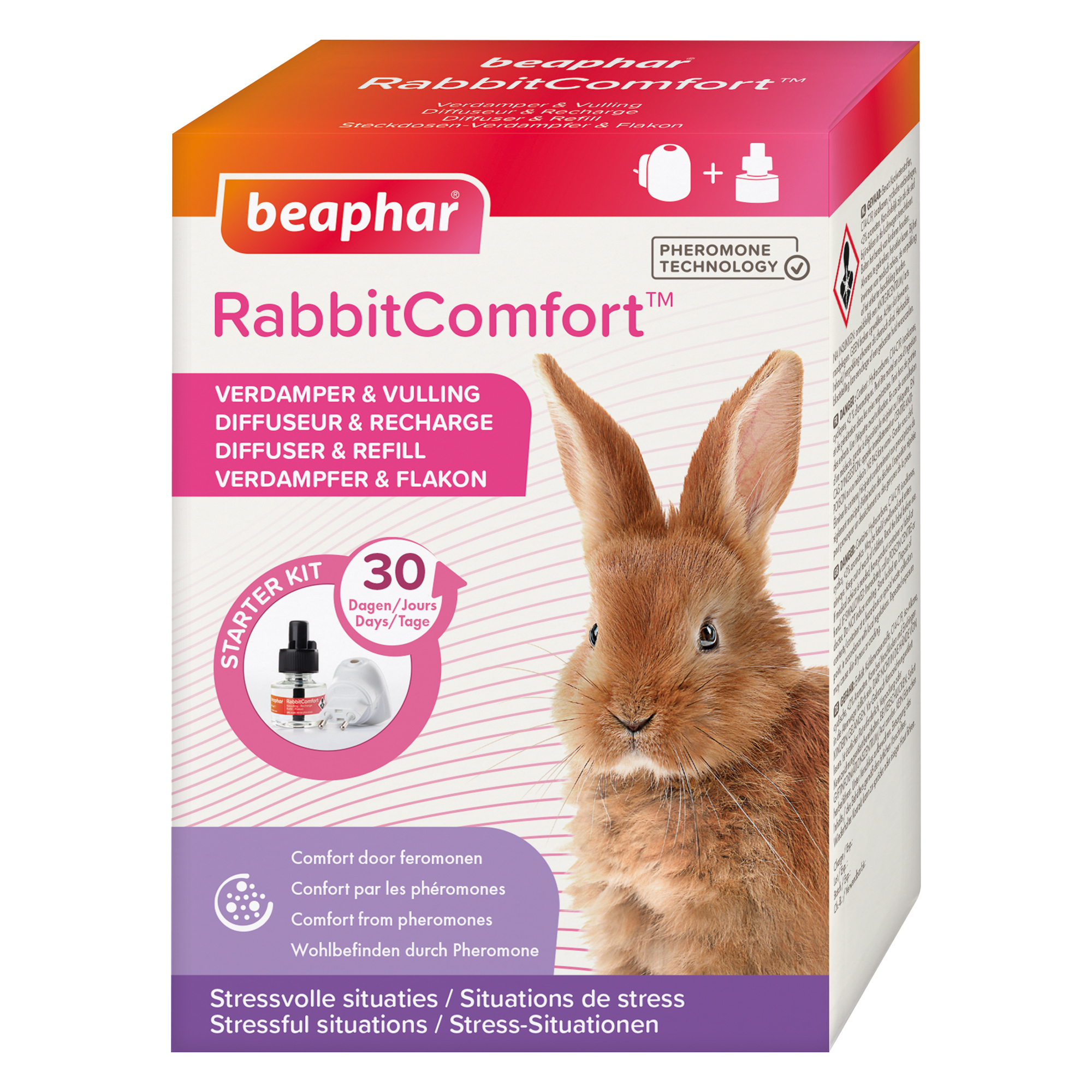RabbitComfort Difusor e recarga calmantes de feromônio para coelhos e coelhos jovens