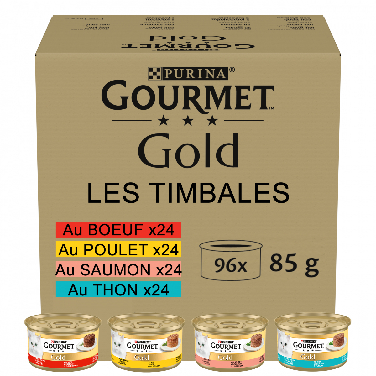 Gourmet Gold Timbales 4 Geschmacksrichtungen für Katzen - Packung 96x85g