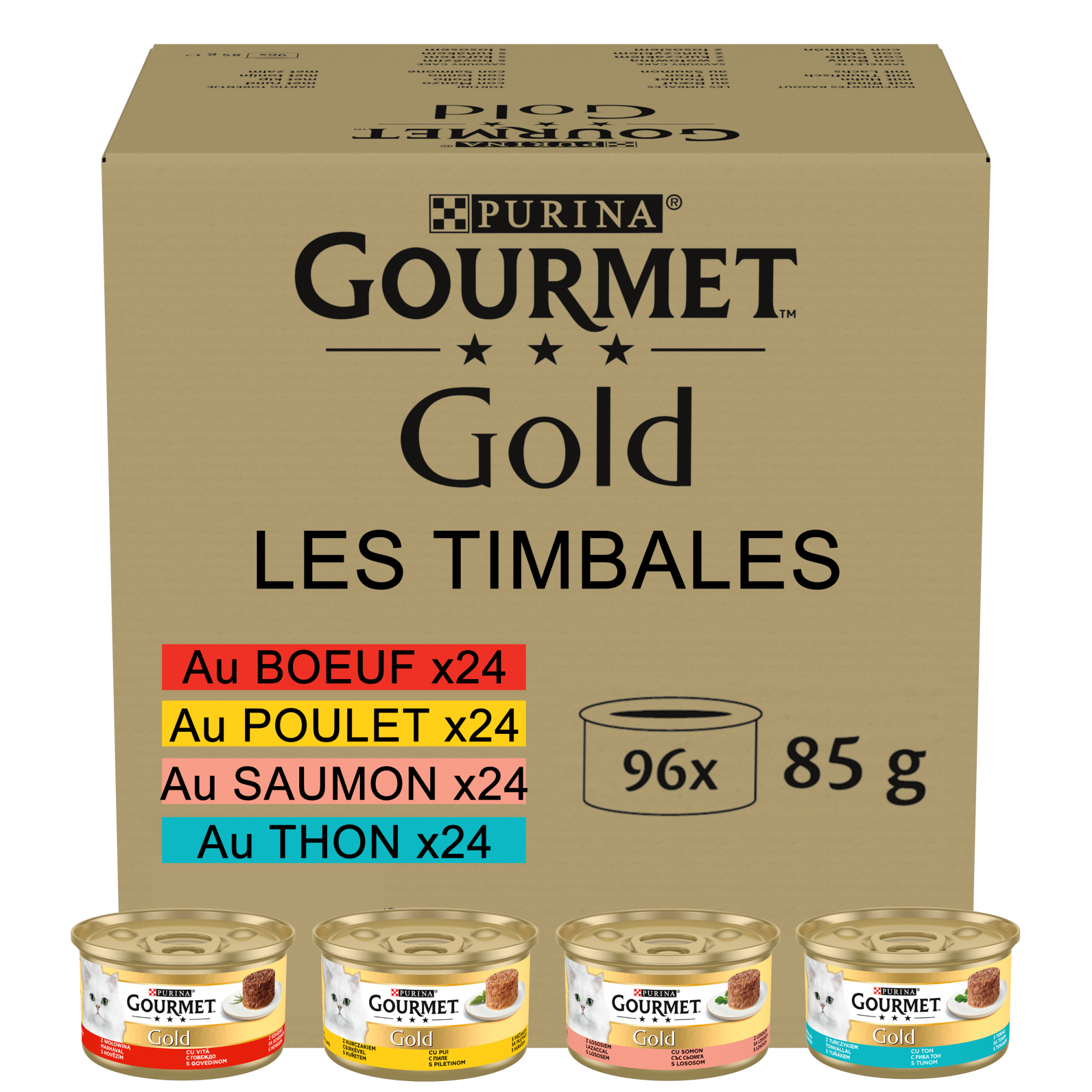 Gourmet Gold Timbales 4 saveurs pour chat - Pack 96x85g
