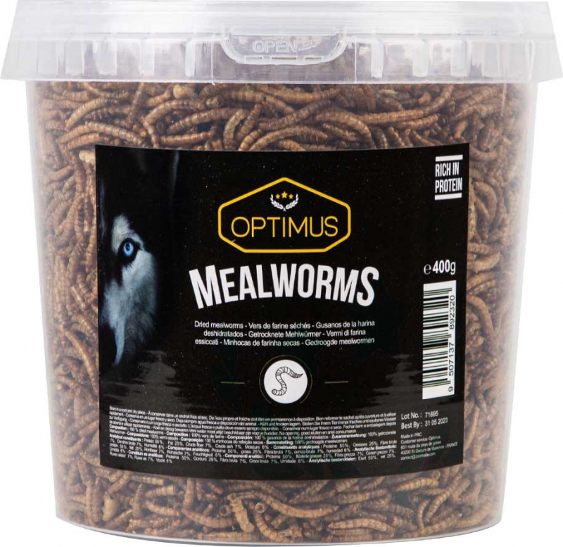 OPTIMUS Snacks MealWorms Gusanos de la harina para perros