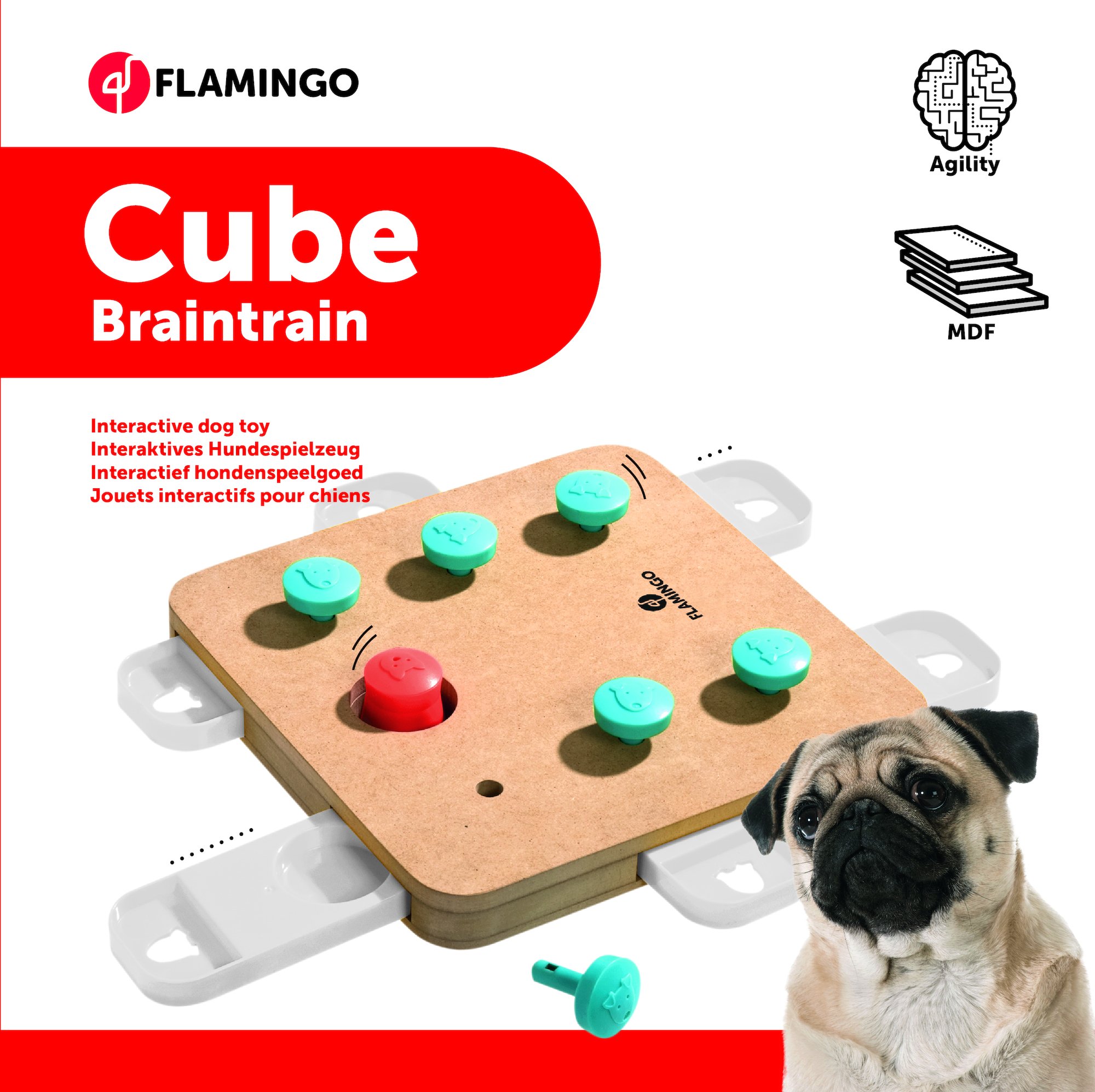CUBE Flamingo, giocattolo intelligente e pensante per cani