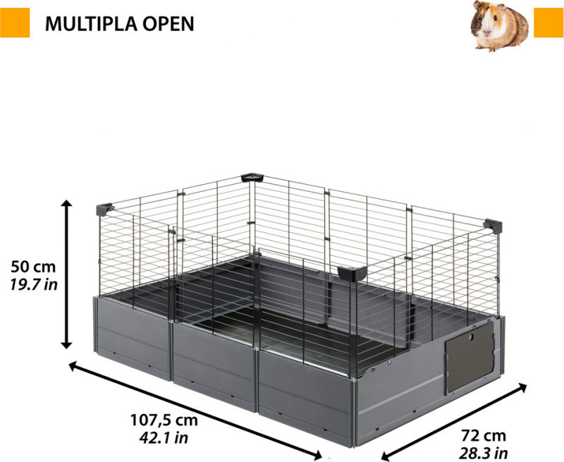 Cage pour cochon d'Inde - 107 cm - Multipla Open 