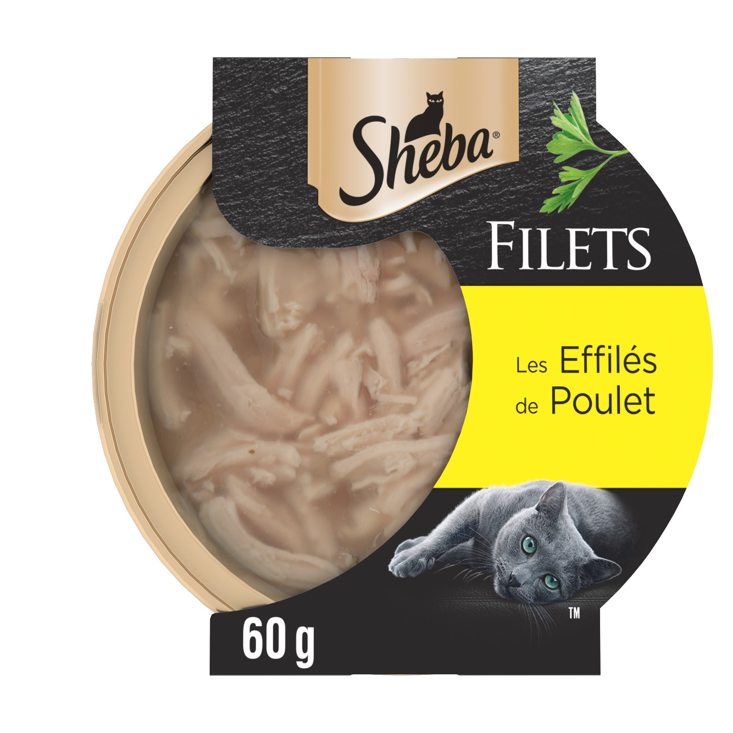 SHEBA Filets Les Effilés - Alimento húmido para gato com tenras fatias de frango 1x 67,7g